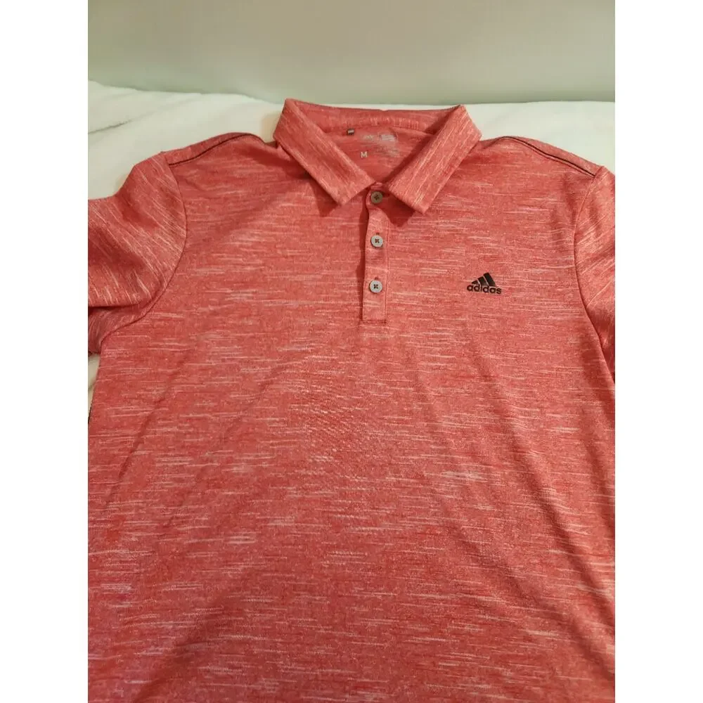 Adidas Polo Shirt Mens Medium Red Short Sleeve Golf Preppy